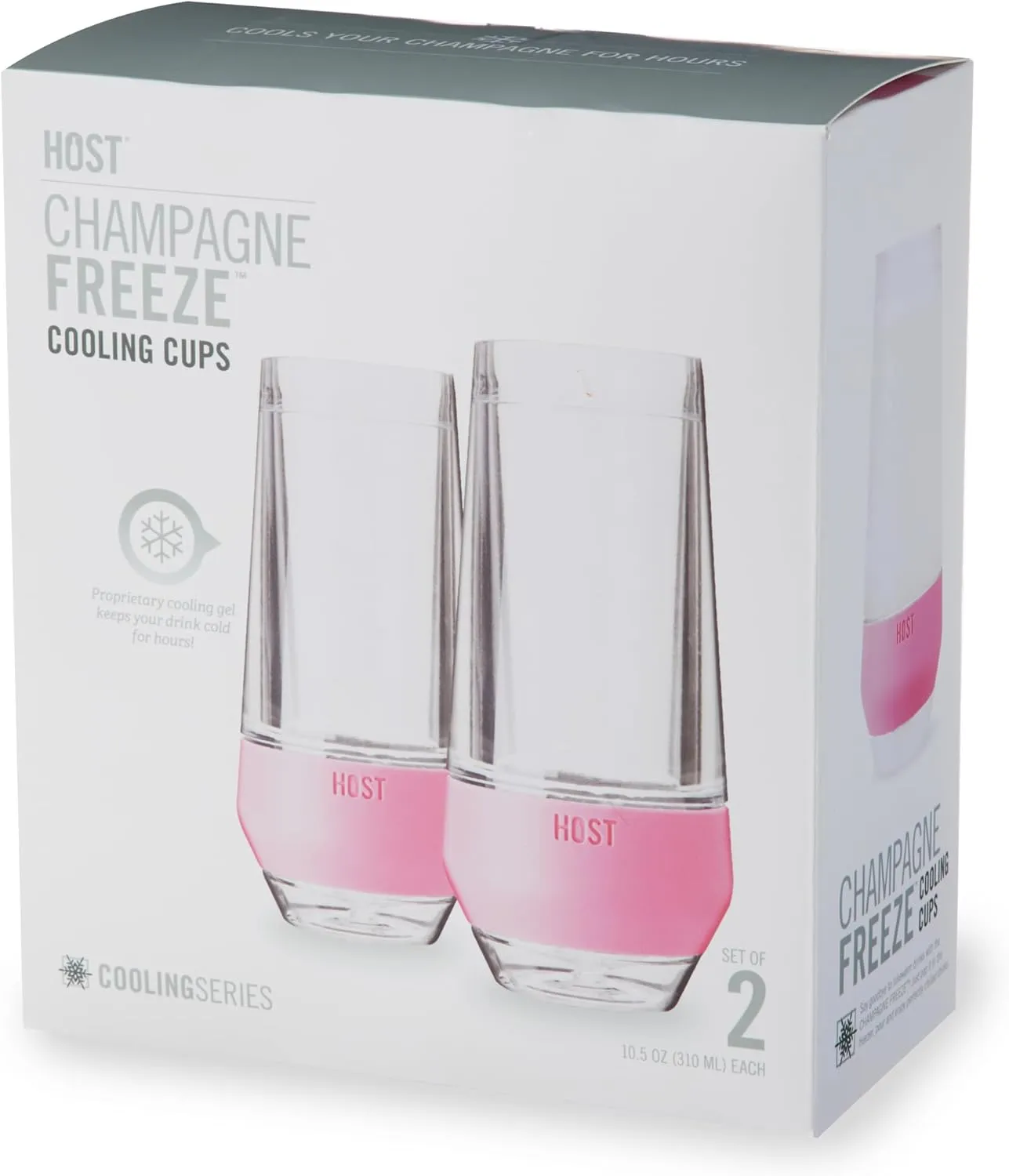 HOST Champagne Freeze Double-Walled Stemless Wine Glasses Freezer Cooling Cups with Active Cooling Gel and Insulated Silicone Grip, 9 Oz Plastic Tumblers, Blush Tint, Set of 2