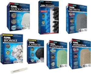 Inland Seas Fluval 406/407 Canister Filter Semi Annual Maintenance & Replacement Filter Media Kit Plus Bundle (8 Items)