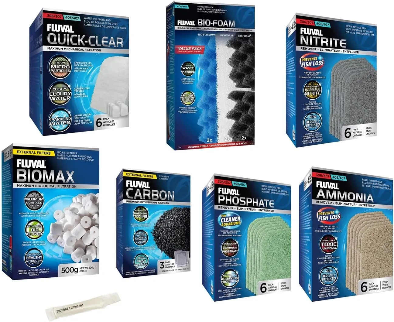 Inland Seas Fluval 406/407 Canister Filter Semi Annual Maintenance & Replacement Filter Media Kit Plus Bundle (8 Items)
