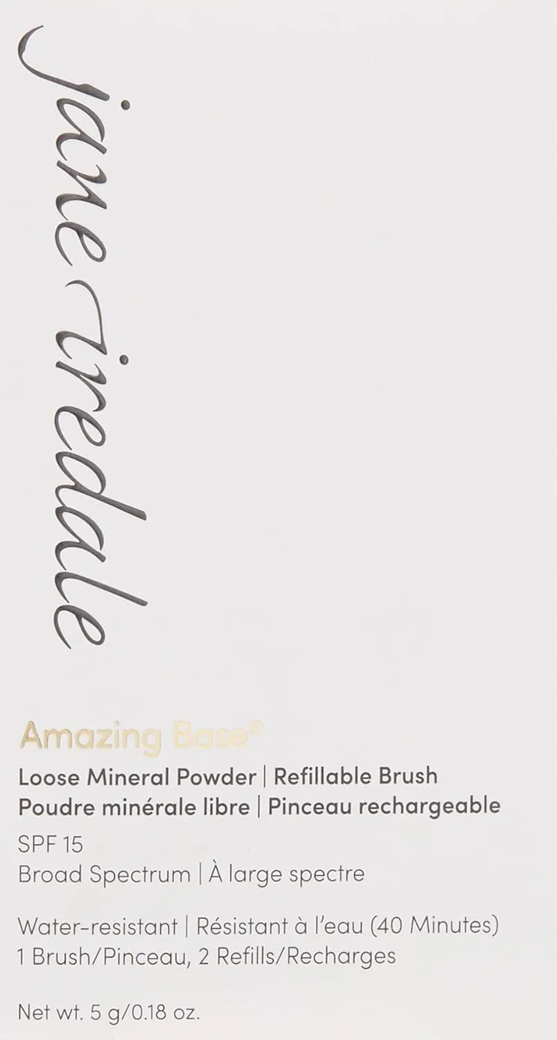 jane iredale Amazing Base Loose Mineral Powder, Luminous Foundation with SPF 20, Oil Free, Talc Free & Weightless, Vegan & Cruelty-Free Makeup