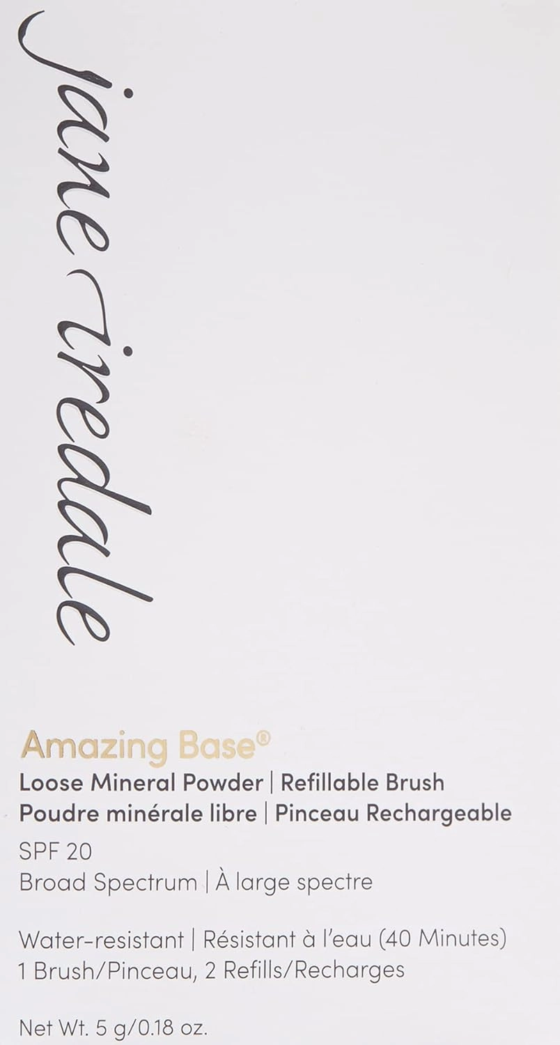 jane iredale Amazing Base Loose Mineral Powder, Luminous Foundation with SPF 20, Oil Free, Talc Free & Weightless, Vegan & Cruelty-Free Makeup