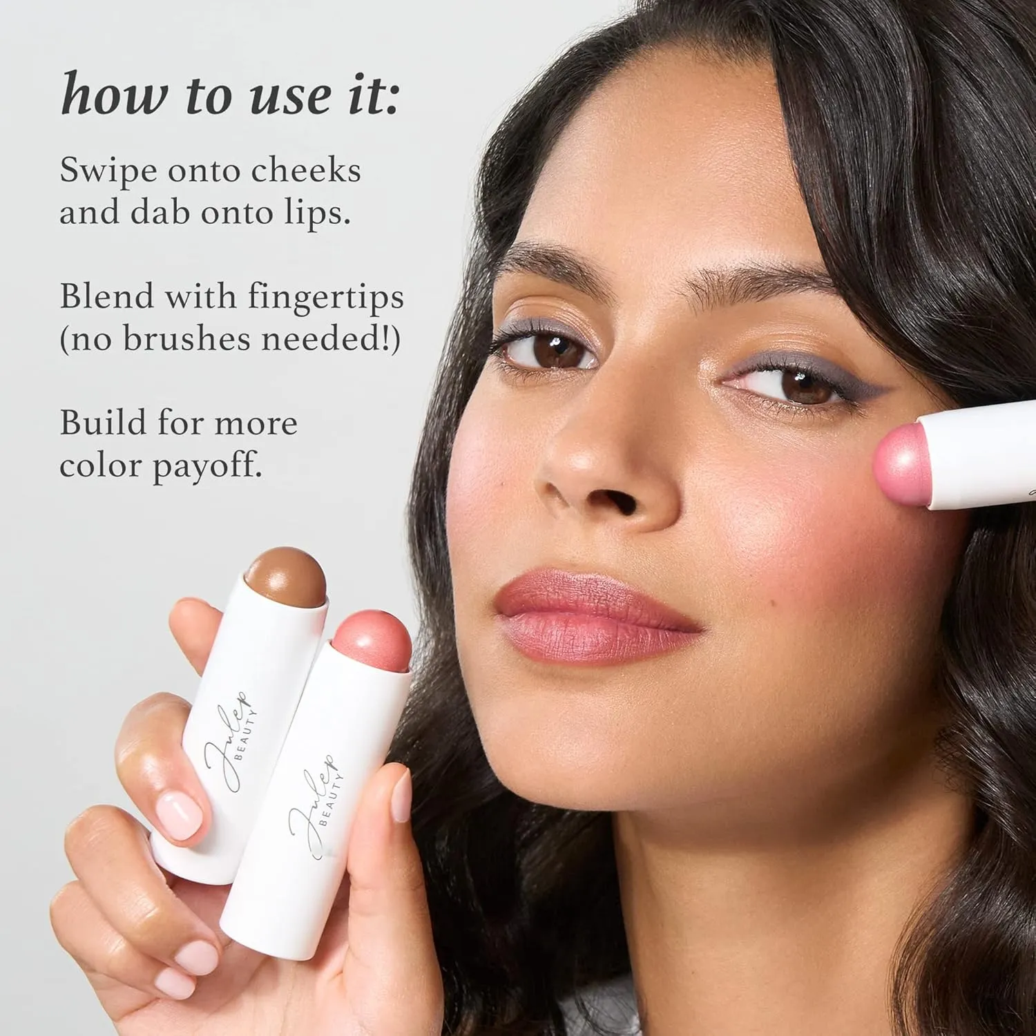 Julep Skip The Brush Cream to Powder Blush Stick - Rose Gold - Blendable and Buildable Color - 2-in-1 Blush and Lip Makeup Stick