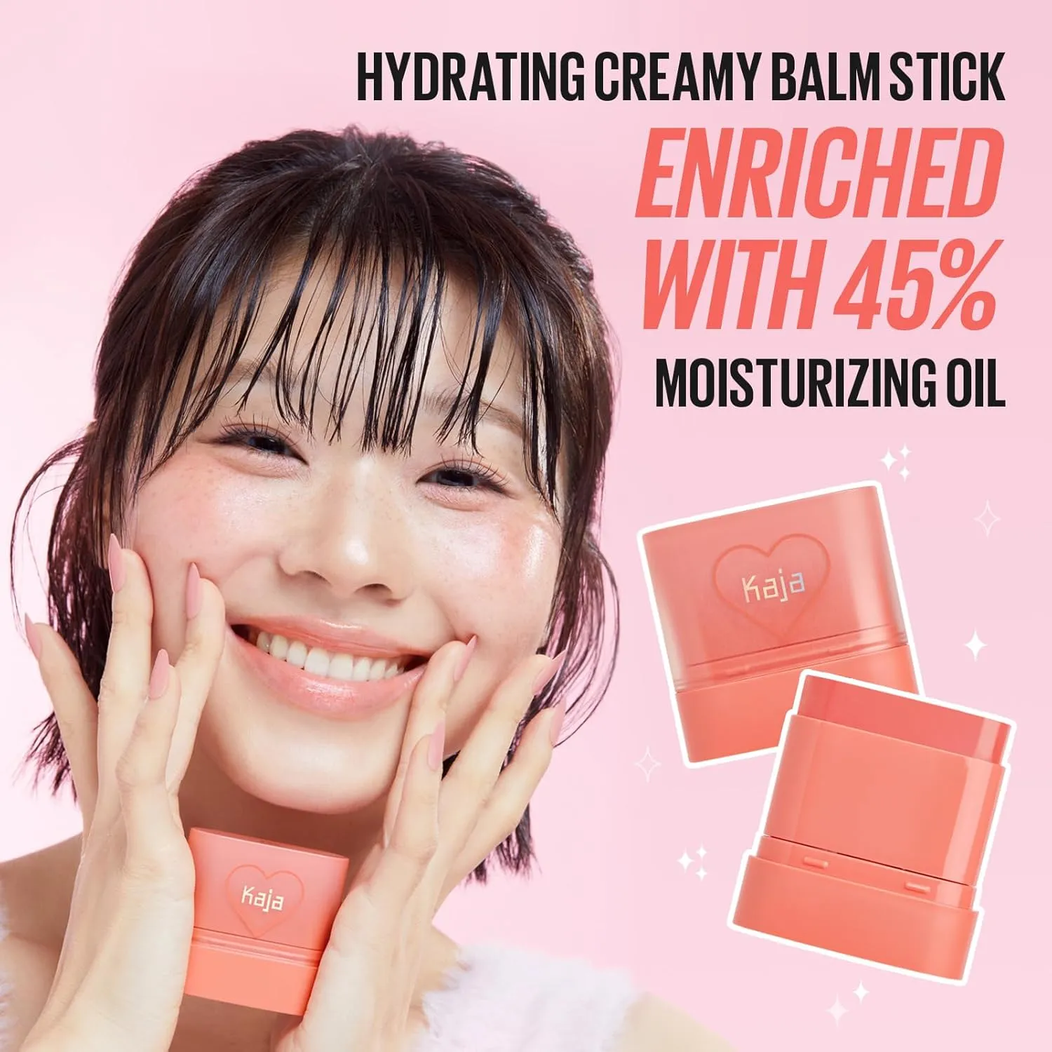 KAJA Cheek & Lip - Dewy Bar 06 Grapefruit Gelato | Creamy Blusher and Balm Multi-Stick, 45% Moisturizing Oil, Apple Extract, Vitamin-Hyaluronic Acid Infused, High Shine, Non-Sticky, Easy Blending, 10g