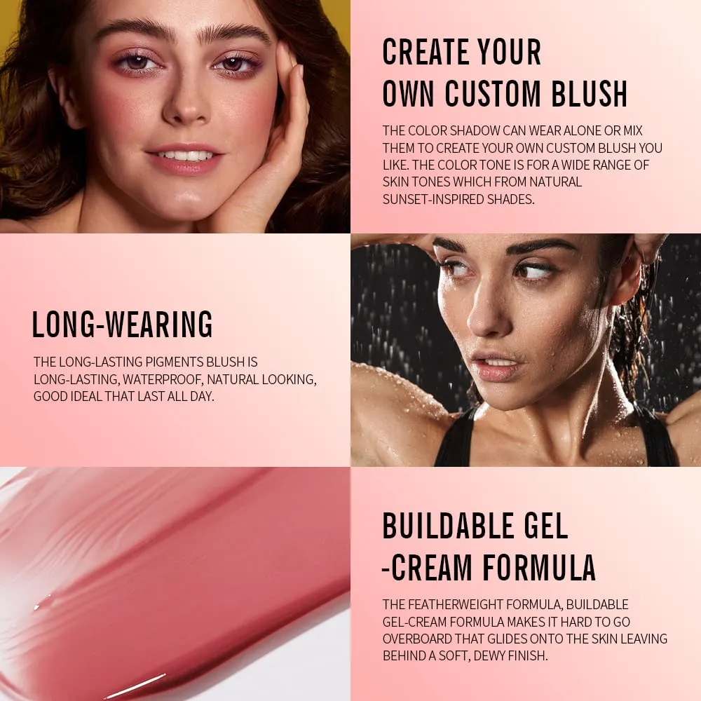 KIMUSE Liquid Blush - Soft Cream Blush for Cheeks, Long-Wearing, Waterproof & Smudge Proof, Dewy Finish