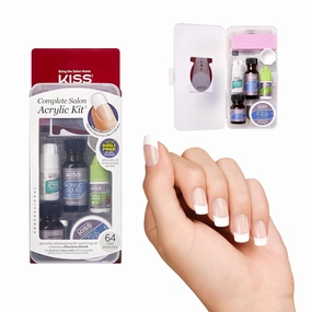 KISS Complete Salon Acrylic Fake Nails Manicure Kit, Acrylic Liquid, Acrylic Primer, Acrylic Powder Clear, Maximum Speed Nail Glue, Masking Formula, & 60 Long Length Bubble Free Acrylic Nails