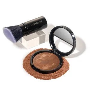 LAURA GELLER NEW YORK Baked Balance-n-Brighten Foundation with Kabuki Brush Makeup Set, Toffee