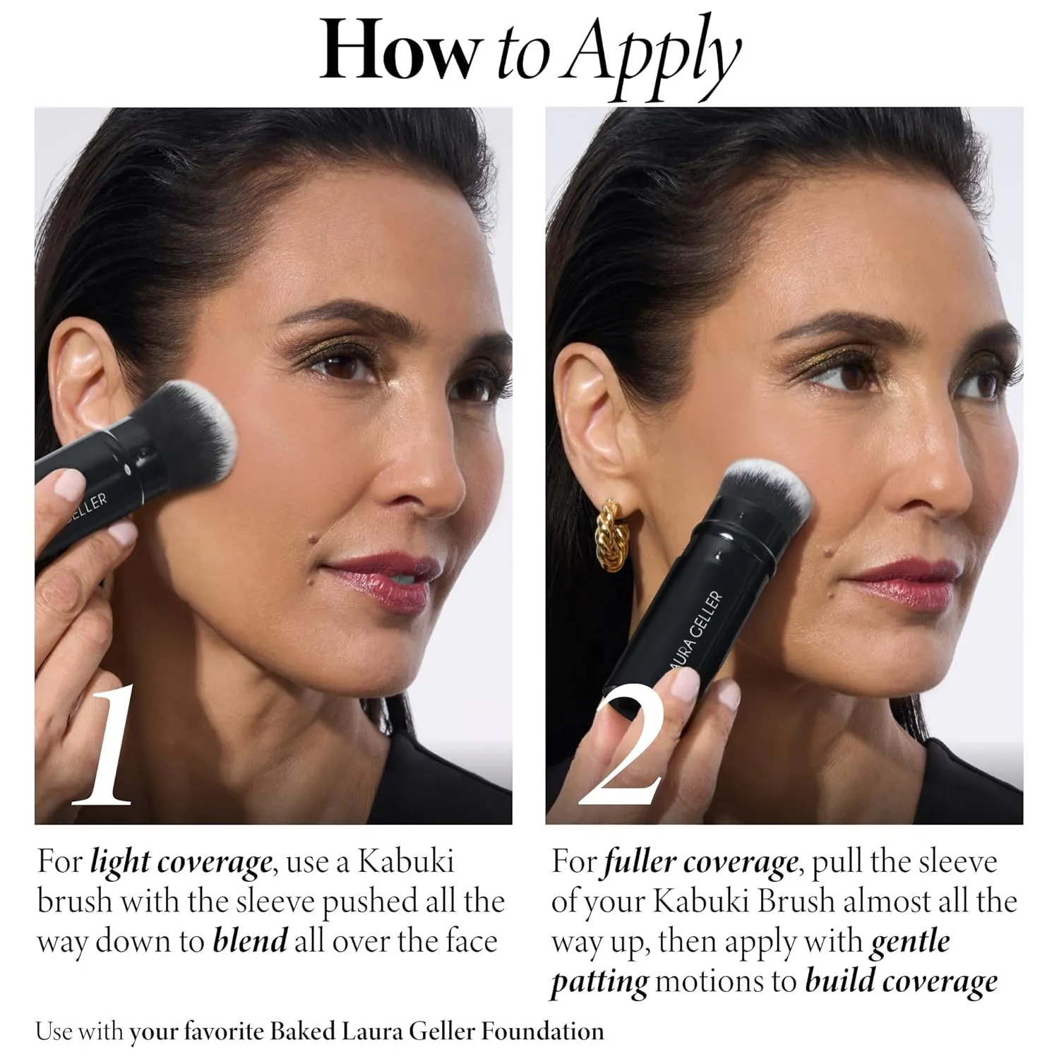 LAURA GELLER NEW YORK Baked Balance-n-Brighten Foundation with Kabuki Brush Makeup Set, Toffee