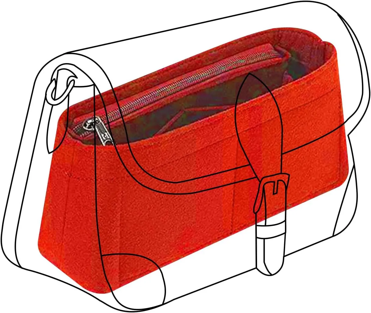 Lckaey insert Purse Organizer for new Diane stick liner bag storage and sorting bag Felt Insert Y082-red