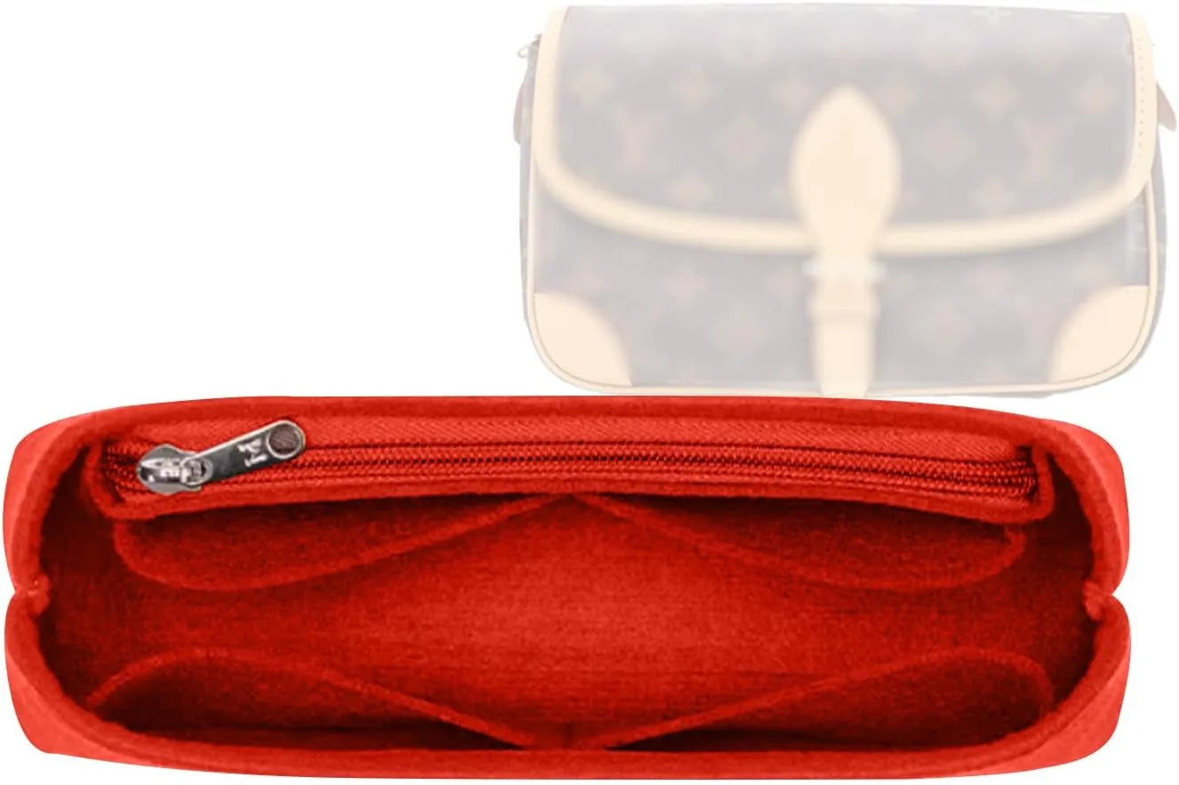 Lckaey insert Purse Organizer for new Diane stick liner bag storage and sorting bag Felt Insert Y082-red