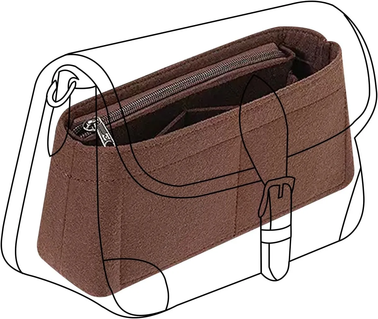 Lckaey Purse Organizer for new Diane stick liner bag storage and sorting bag Felt Insert Y082-coffee