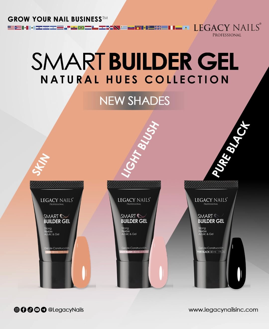 LEGACY NAILS SMART BUILDER GEL 1oz - Odor-Less, Full-Color Coverage, Advanced Viscosity Formula, Perfect for Sculpting Nail Extensions (Light Blush)