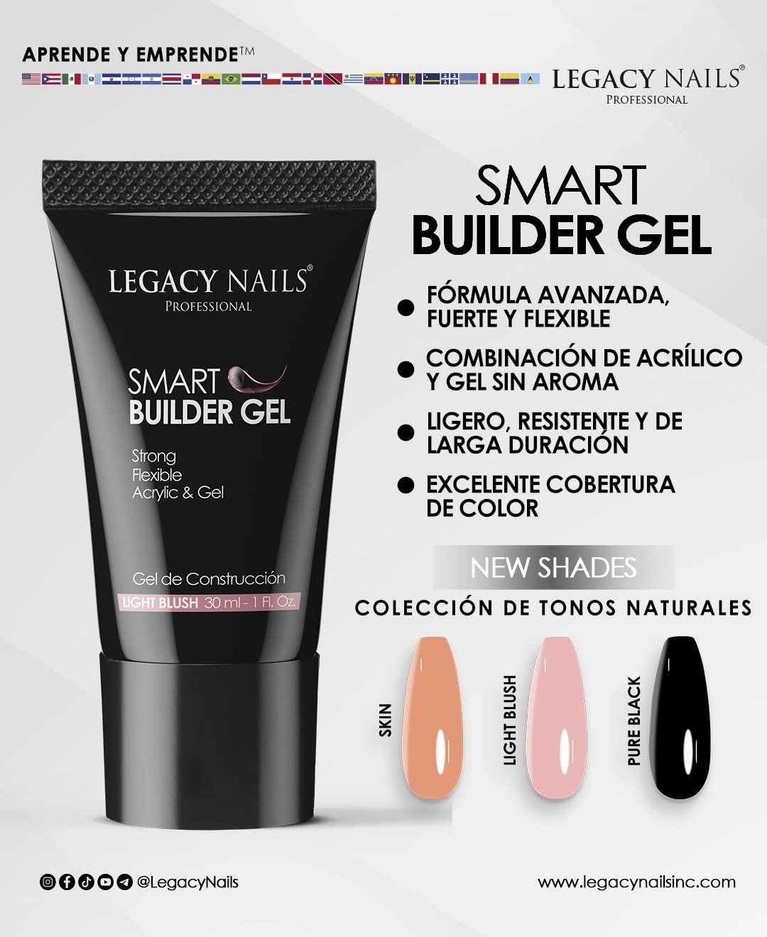 LEGACY NAILS SMART BUILDER GEL 1oz - Odor-Less, Full-Color Coverage, Advanced Viscosity Formula, Perfect for Sculpting Nail Extensions (Light Blush)