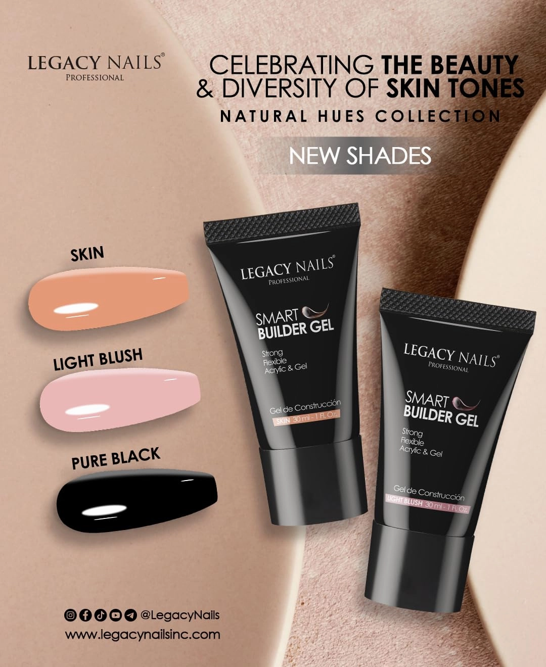 LEGACY NAILS SMART BUILDER GEL 1oz - Odor-Less, Full-Color Coverage, Advanced Viscosity Formula, Perfect for Sculpting Nail Extensions (Light Blush)