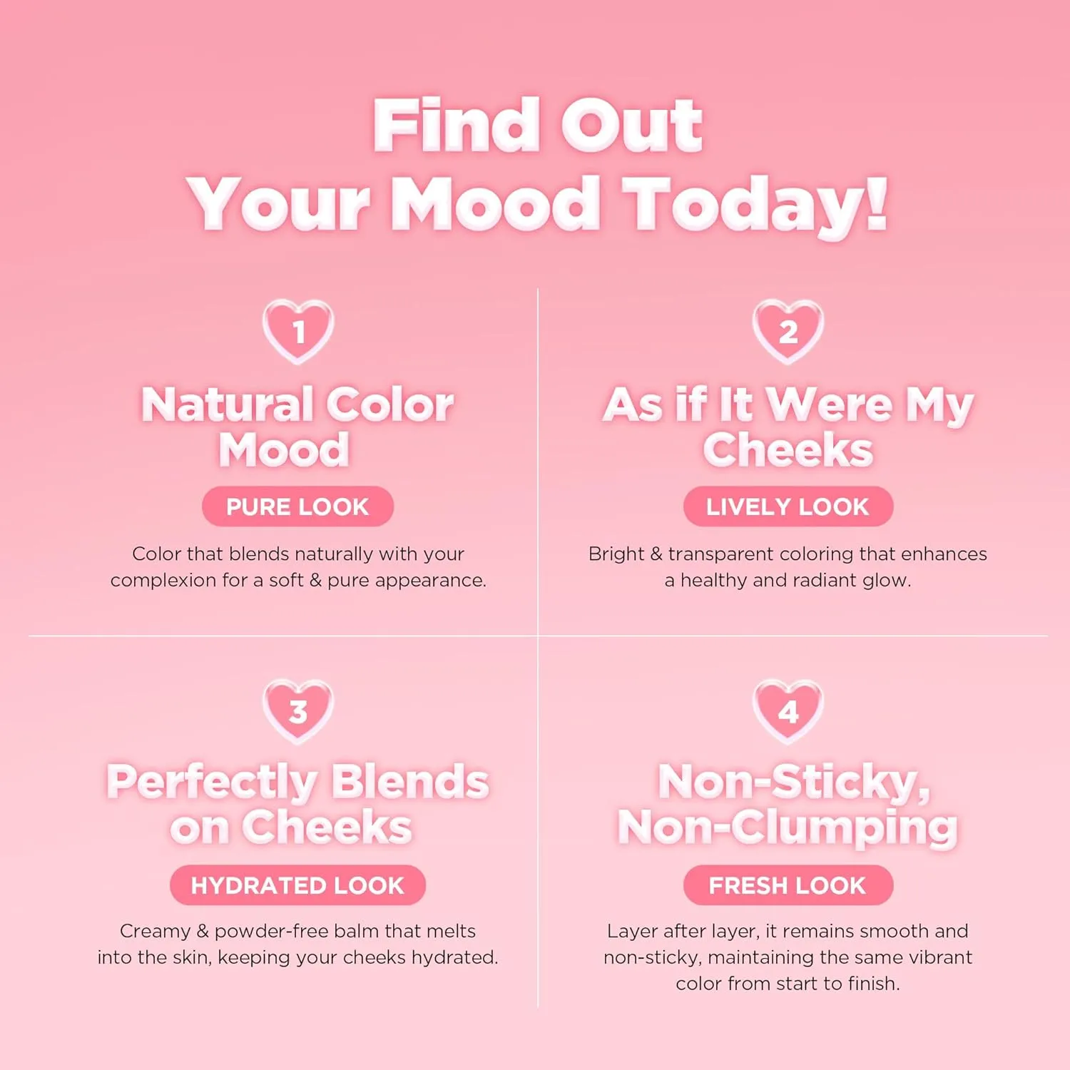 lilybyred Luv Beam Cheek Balm | Heart-Shaped Korean Cream Blush, Semi-Matte Finish, Long-Lasting, Blendable & Buildable, Soft Creamy Texture, Lightweight, Natural Flush, 0.12 oz. (03 Mood Rose)