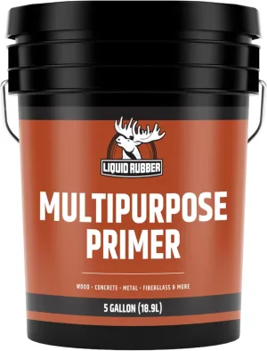 Liquid Rubber Multi-Purpose Primer - Use on Concrete and Wood, Water-Based Non-Toxic and Fast Drying, Easy to Apply, 5 Gallon