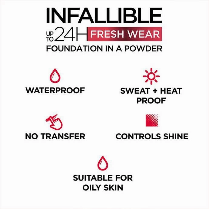 LOREAL INFALLIBLE Up 24H Fresh Wear Foundation In A Powder بودرة الأساس من لوريال بارس