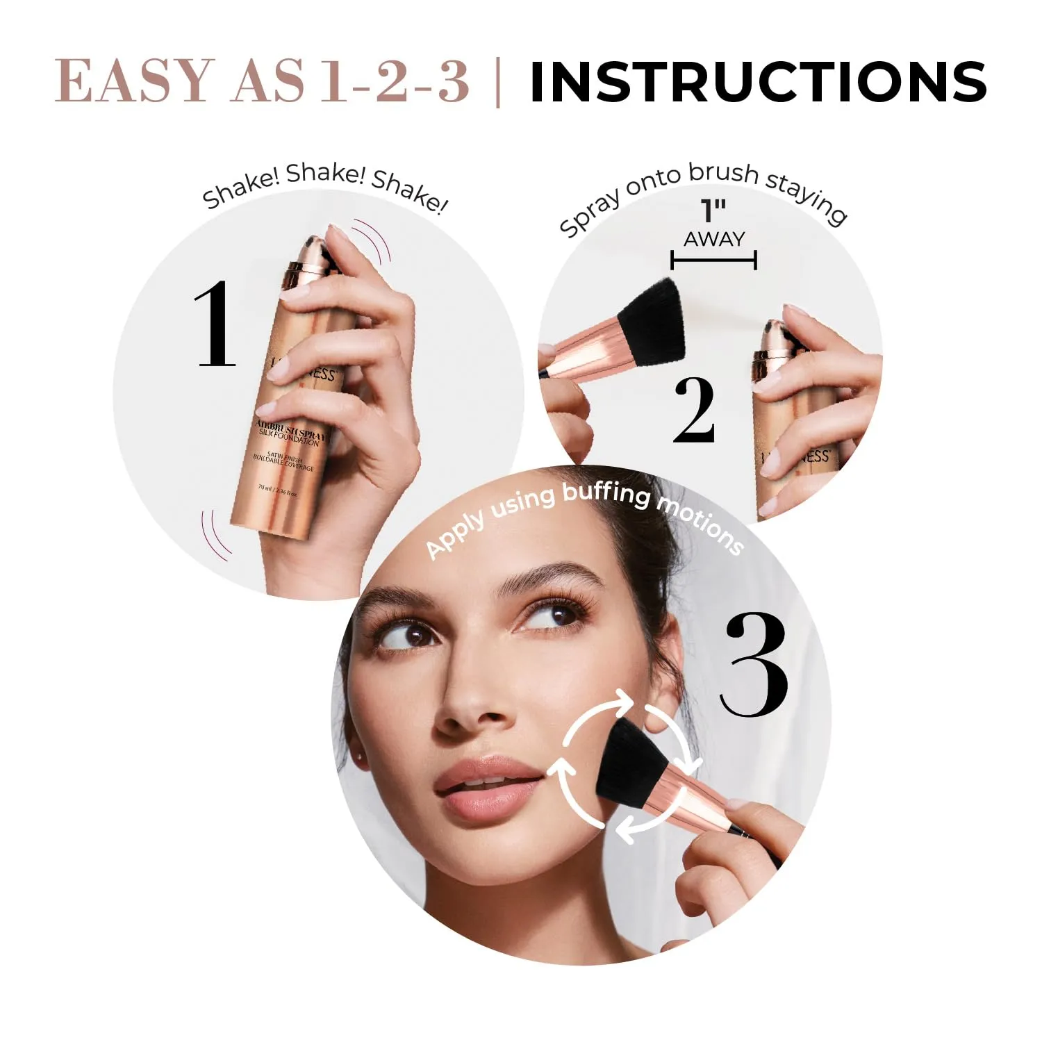 LUMINESS Face Time All In One Makeup Kit - Includes Face Palette, Airbrush Foundation, and Makeup Brush - Long-Wearing, Silky, Soft, Easy to Blend, 3-PC Make Up Set (02 - Fair)