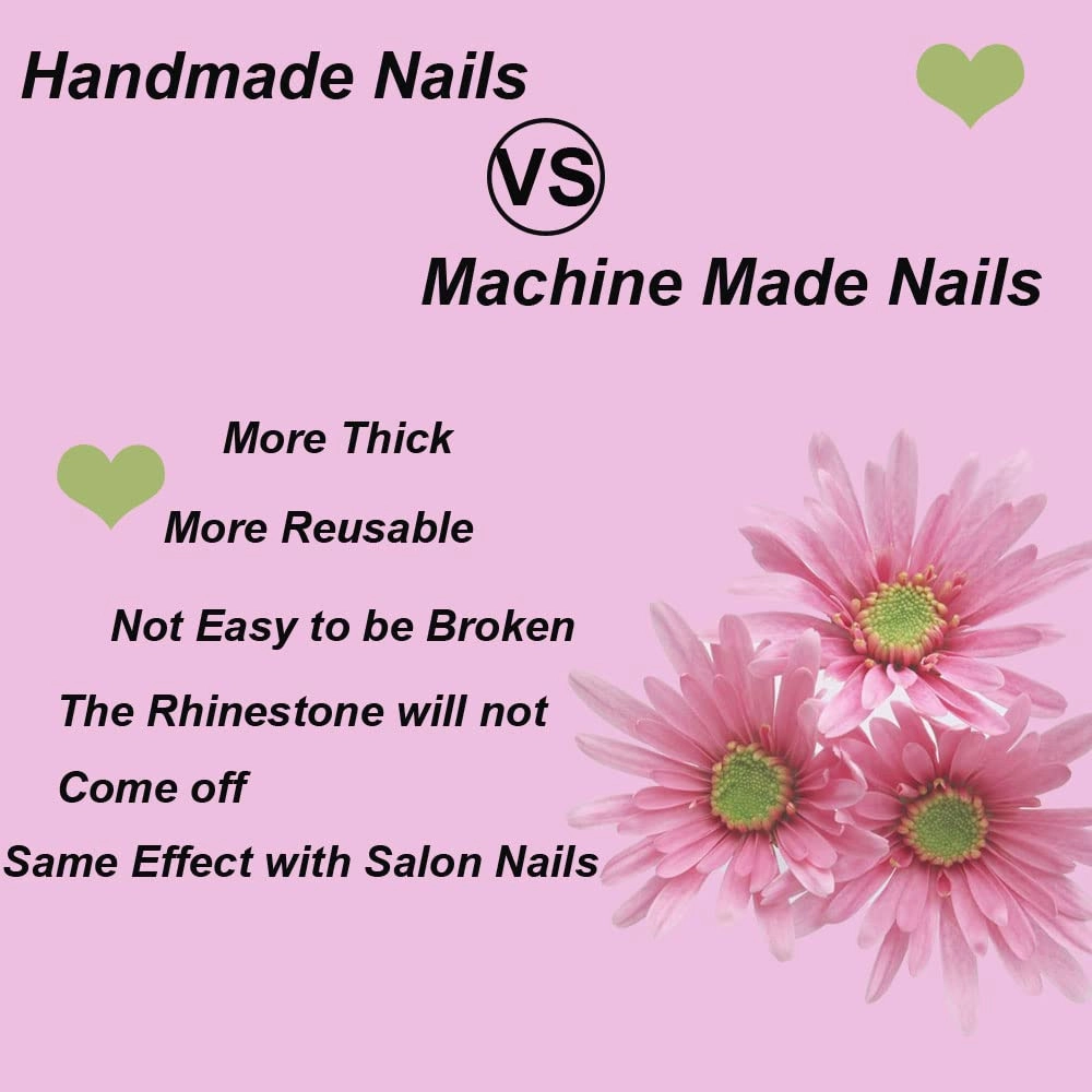 Magrace Square Plastic Press on Nails, 10 pcs (Small), Blue Glitter, Handmade, Full Well Tips, Shimmery Finish, for Women, Special Occasions