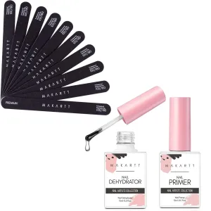 Makartt Nail File 100 180 Grit Emery Boards for Nails Bundle with Nail Dehydrator and Primer Set, Acid Free Air Dry Professional Long-Lasting Nail Prep Nail Primer