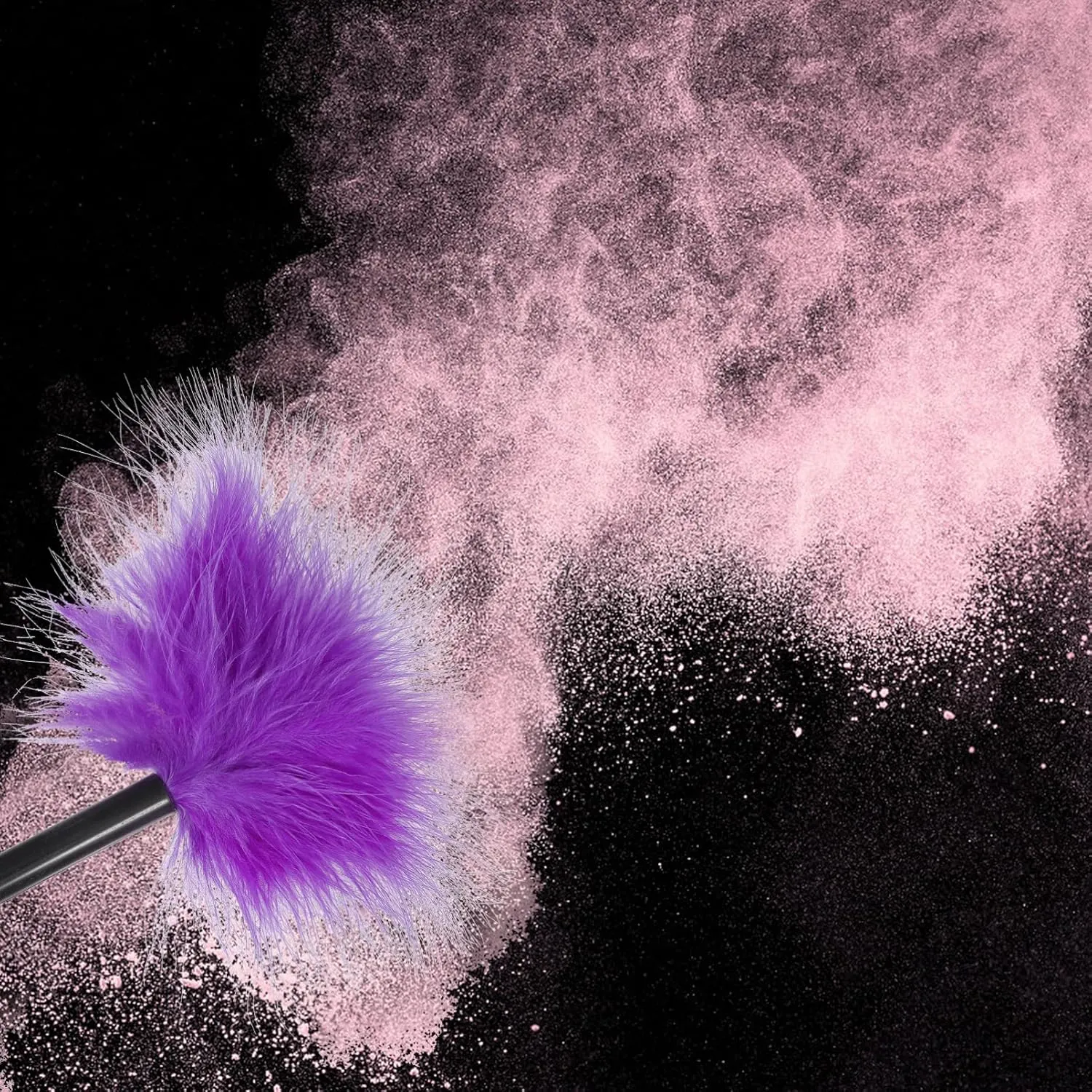 Makeup Puff 2pcs Black Easy Purple, Fluffy Cosmetic Puffs Home Turkey Purple Women Makeup Washable Facial Contouring Beauty Furry Dry Brush Throwing for Body Puff