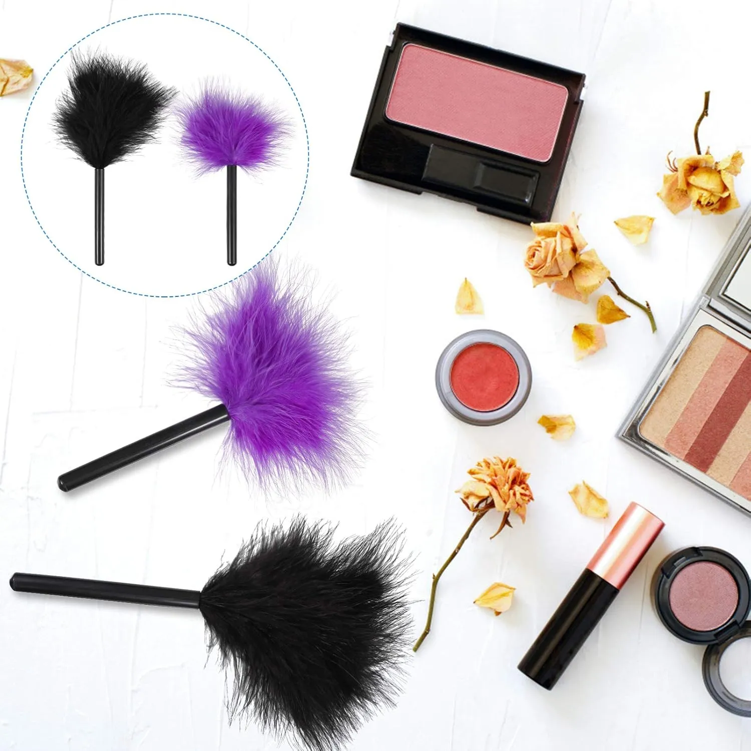 Makeup Puff 2pcs Black Easy Purple, Fluffy Cosmetic Puffs Home Turkey Purple Women Makeup Washable Facial Contouring Beauty Furry Dry Brush Throwing for Body Puff