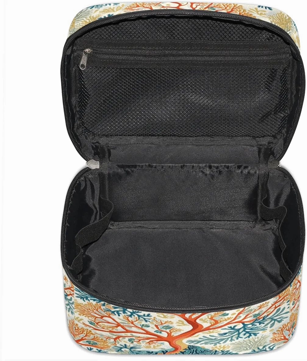 Makeup Bag Large Tropical Corals Toiletry Bag for Women Travel Cosmetic Bag Portable Makeup Bag for Bottles Brushes Lipstick Skin Care