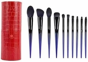 Makeup Brush 10 Pcs Makeup Brushes Synthetic Hair Foundation Blending Brush Tool Powder Eyeshadow Cosmetic Set Case Cosmetic Products (Color : Red, Size : 10pcs)