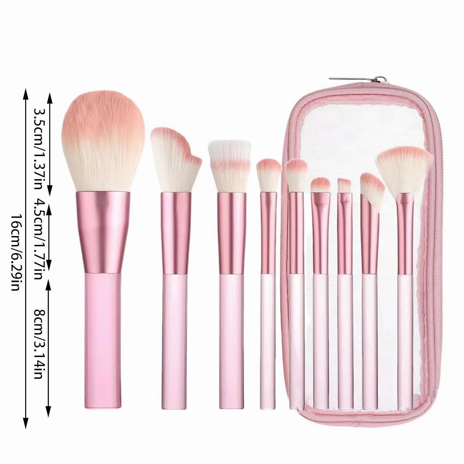 Makeup Brush Set with Storage Case, 9 Pcs Professional Synthetic Foundation Brush,Blending Powder Eyeshadow Contour Eyeliner Concealer Brush,Gifts for Women