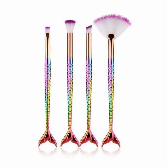 Makeup Brushes Kit Natural Tool Pencil Cosmetics Foundation Artist Mermaid Highlighter Face Set Of Bronzer Eyeshadow Lip