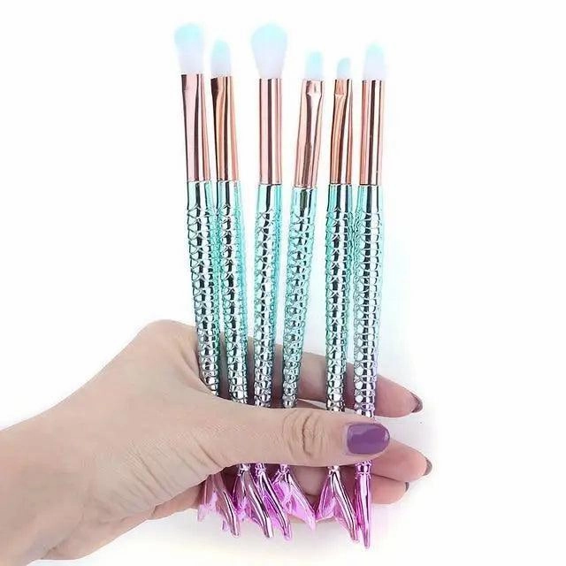 Makeup Brushes Kit Natural Tool Pencil Cosmetics Foundation Artist Mermaid Highlighter Face Set Of Bronzer Eyeshadow Lip