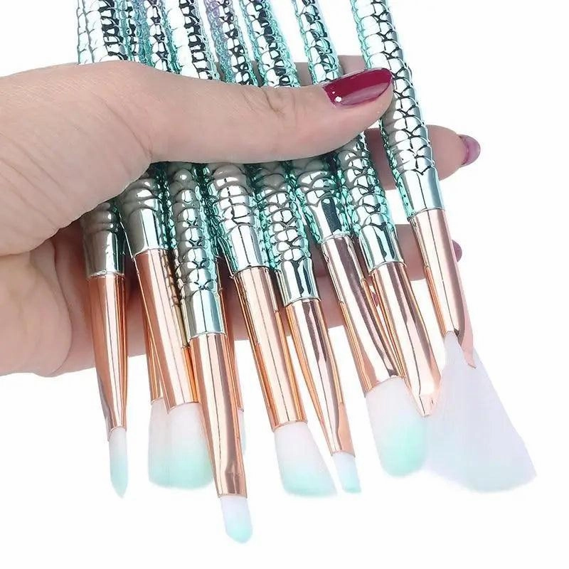 Makeup Brushes Kit Natural Tool Pencil Cosmetics Foundation Artist Mermaid Highlighter Face Set Of Bronzer Eyeshadow Lip