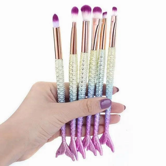 Makeup Brushes Kit Natural Tool Pencil Cosmetics Foundation Artist Mermaid Highlighter Face Set Of Bronzer Eyeshadow Lip
