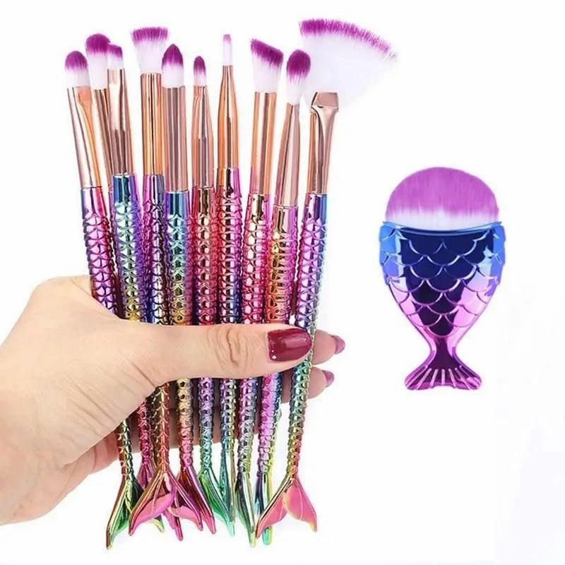 Makeup Brushes Kit Natural Tool Pencil Cosmetics Foundation Artist Mermaid Highlighter Face Set Of Bronzer Eyeshadow Lip