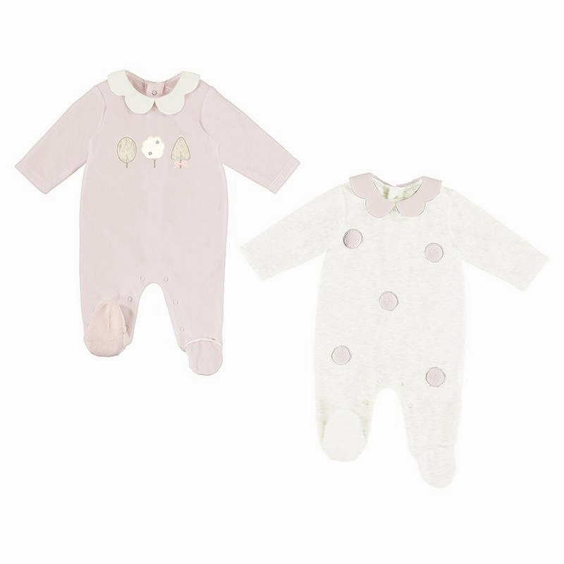 MAYORAL - Twin Pack Velour Romper - Blush