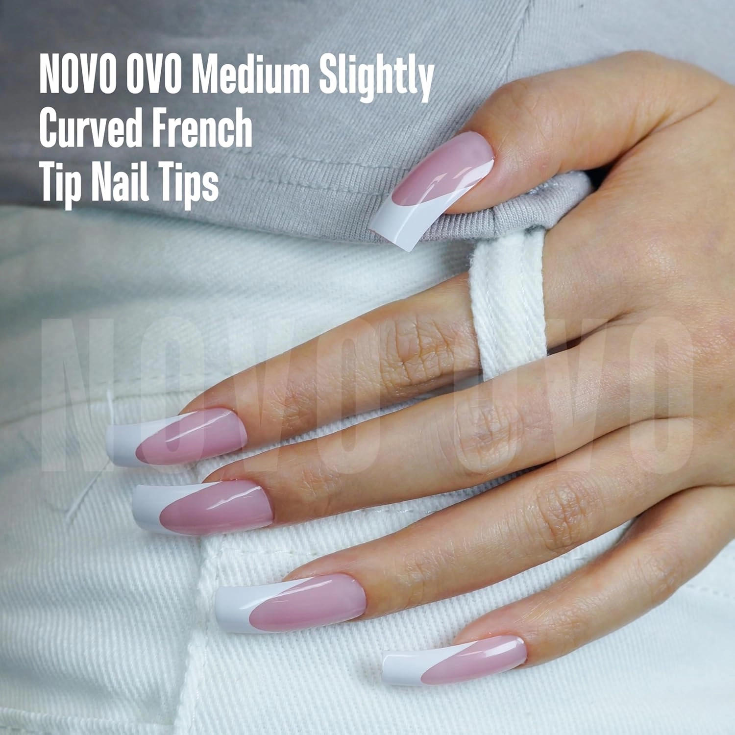Medium Slightly Curved White French Tip Nail Tips BERRY PINK Full Cover for Press on Acrylic, Extra Thick M Soft Gel False Nail, need Builder Gel Top Coat, no Glue included x 15 Sizes 240 pc