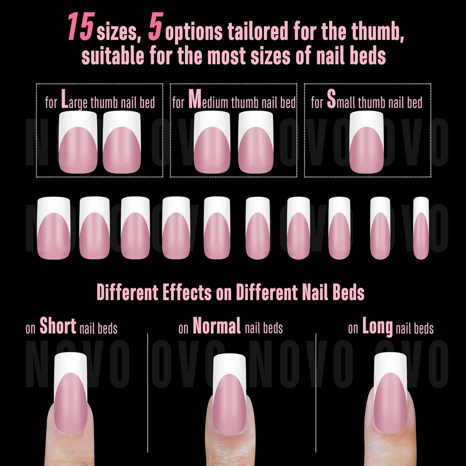 Medium Slightly Curved White French Tip Nail Tips BERRY PINK Full Cover for Press on Acrylic, Extra Thick M Soft Gel False Nail, need Builder Gel Top Coat, no Glue included x 15 Sizes 240 pc