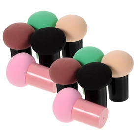 MERRYHAPY Mushroom Makeup Sponge Set 10pcs Cosmetic Powder Puff Facial Sponge Puff Dual-use Makeup Tool Easy to Grip Handle Skin-friendly