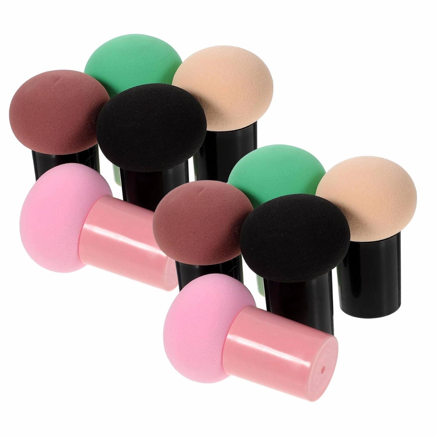 MERRYHAPY Mushroom Makeup Sponge Set 10pcs Cosmetic Powder Puff Facial Sponge Puff Dual-use Makeup Tool Easy to Grip Handle Skin-friendly