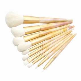 Mikinona Complete 10-piece Marbled Makeup Brush Set Non-separating Bristles for Skin