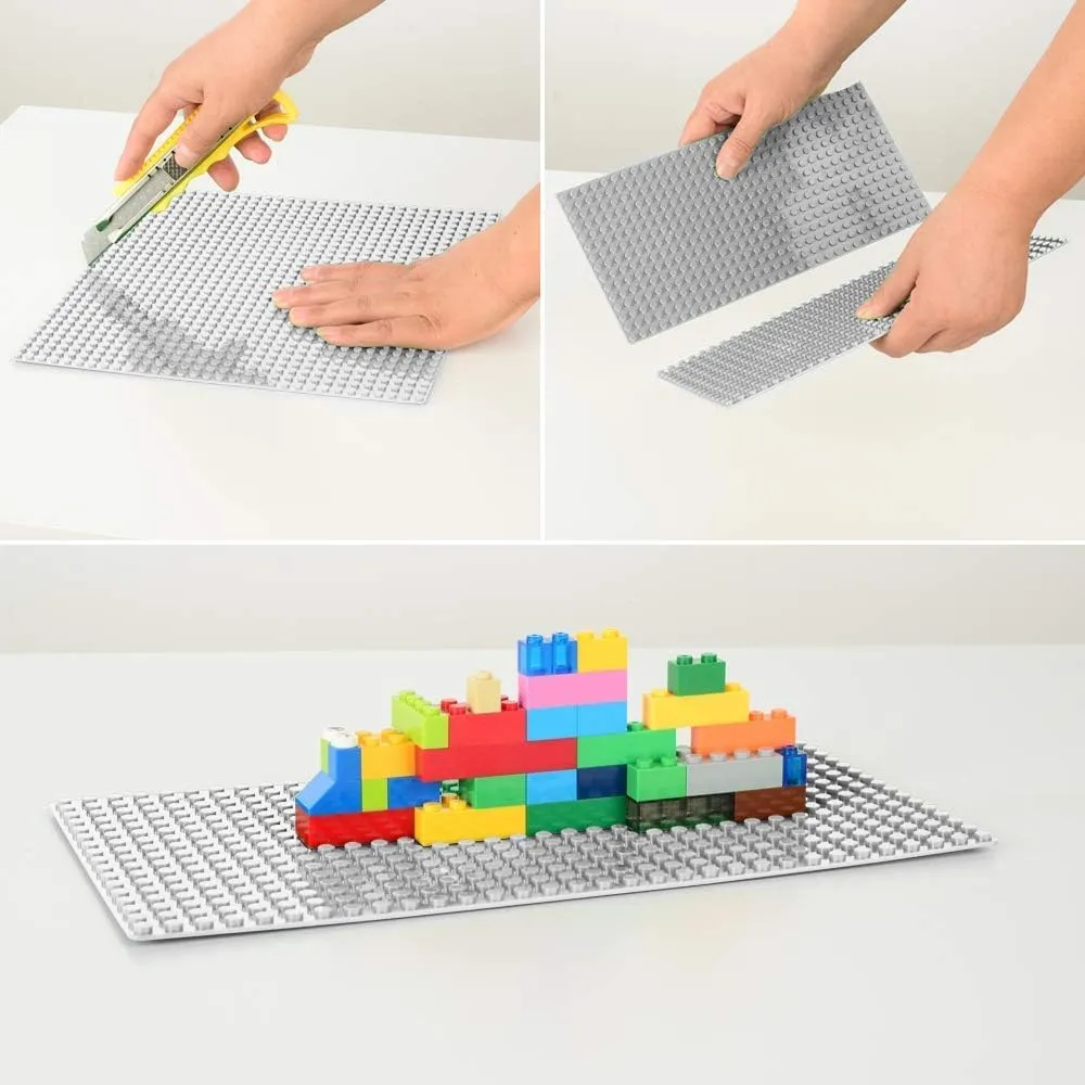 MIMAX Peel-and-Stick Baseplates 10PCS (10"x10"), Toy Building Brick Blocks Base Plates, Self Adhesive Baseplate for All Major Brands, Build On Table Wall (Light Gray)
