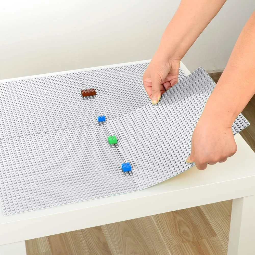 MIMAX Peel-and-Stick Baseplates 10PCS (10"x10"), Toy Building Brick Blocks Base Plates, Self Adhesive Baseplate for All Major Brands, Build On Table Wall (Light Gray)