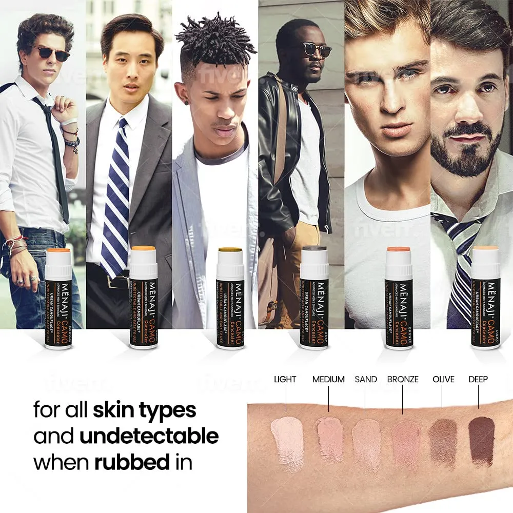 MËNAJI URBAN CAMOUFLAGE® Concealer Stick for Men - Skin Foundation Concealer for Dark Circles, Acne, Under Eye - Corrector - Mens Cosmetics - Bronze - 0.35oz