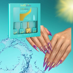 NABULOUS Perfect Soft Gel Intro Starter Kits Professional Kit | Soft Gel Tips Kit | Stiletto Shaped | Long Length |Clear Full Cover Nail Tips Box DIY (Stiletto Long)