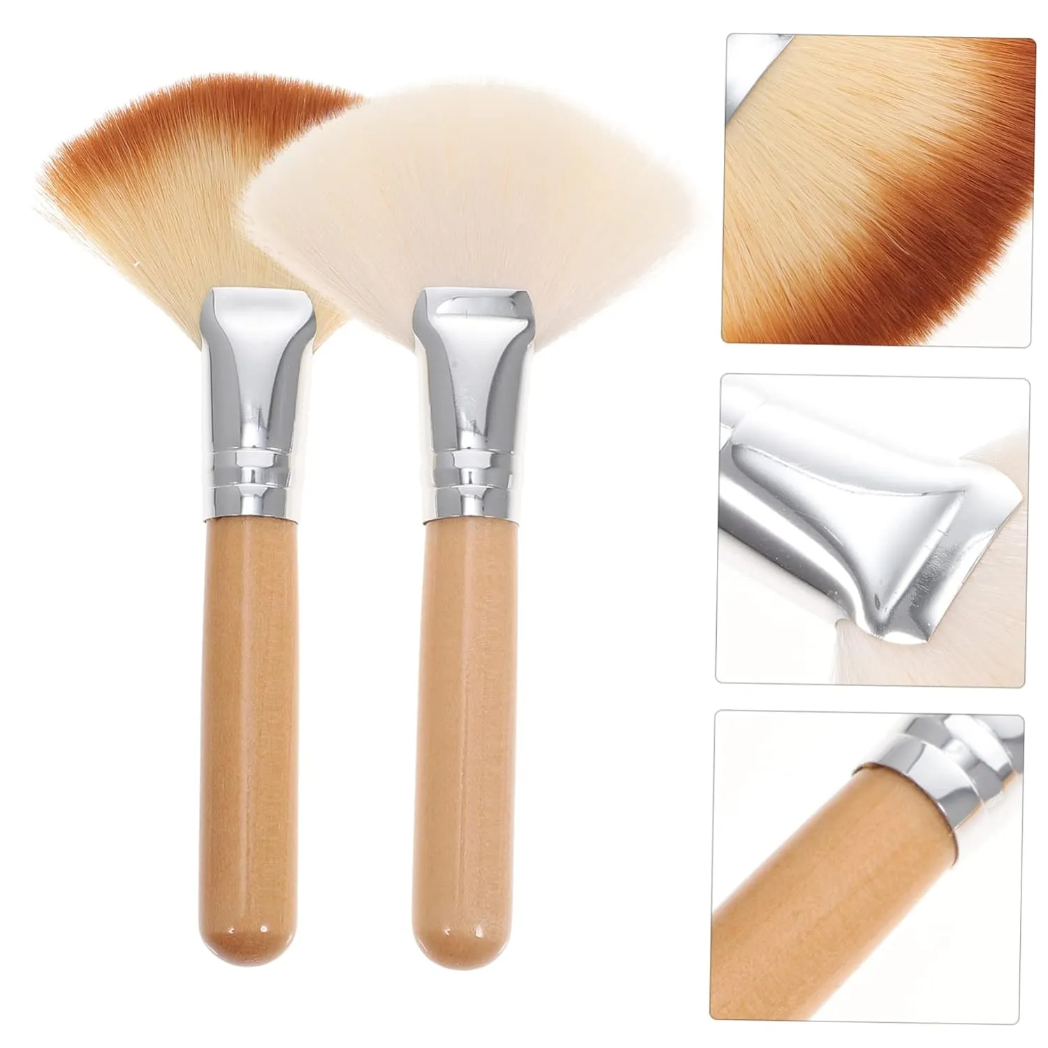 NOLITOY 6pcs Fluffy Fan Makeup Brush for Loose Powder Highlighting Premium Hair Soft Dense for Blending Contouring Durable Handle for Women Makeup Enthusiasts