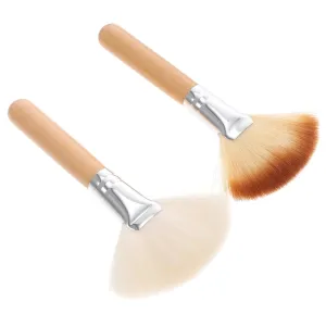 NOLITOY 6pcs Fluffy Fan Makeup Brush for Loose Powder Highlighting Premium Hair Soft Dense for Blending Contouring Durable Handle for Women Makeup Enthusiasts