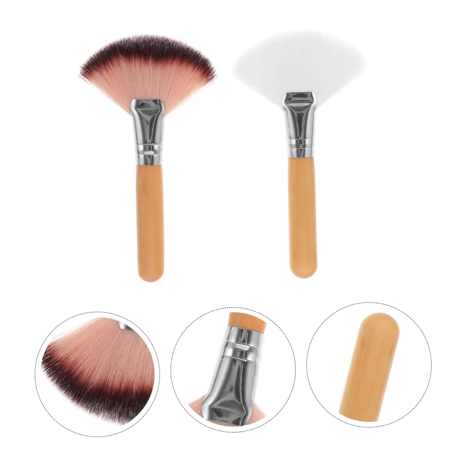 NOLITOY 6pcs Fluffy Fan Makeup Brush for Loose Powder Highlighting Premium Hair Soft Dense for Blending Contouring Durable Handle for Women Makeup Enthusiasts