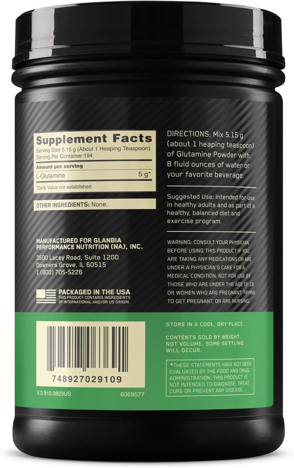 Optimum Nutrition L-Glutamine Muscle Recovery Powder, 1000 Gram, 194 Servings (Pack of 1)