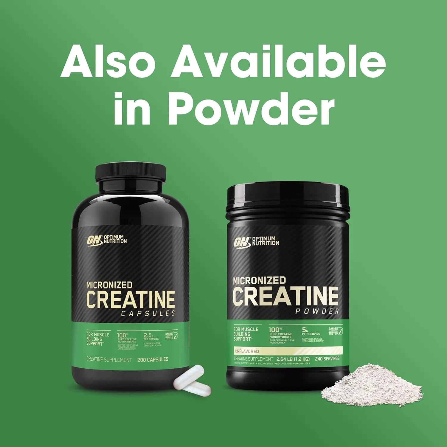 Optimum Nutrition Micronized Creatine Monohydrate Capsules, Keto Friendly, 2500mg, 300 Capsules (Packaging May Vary)