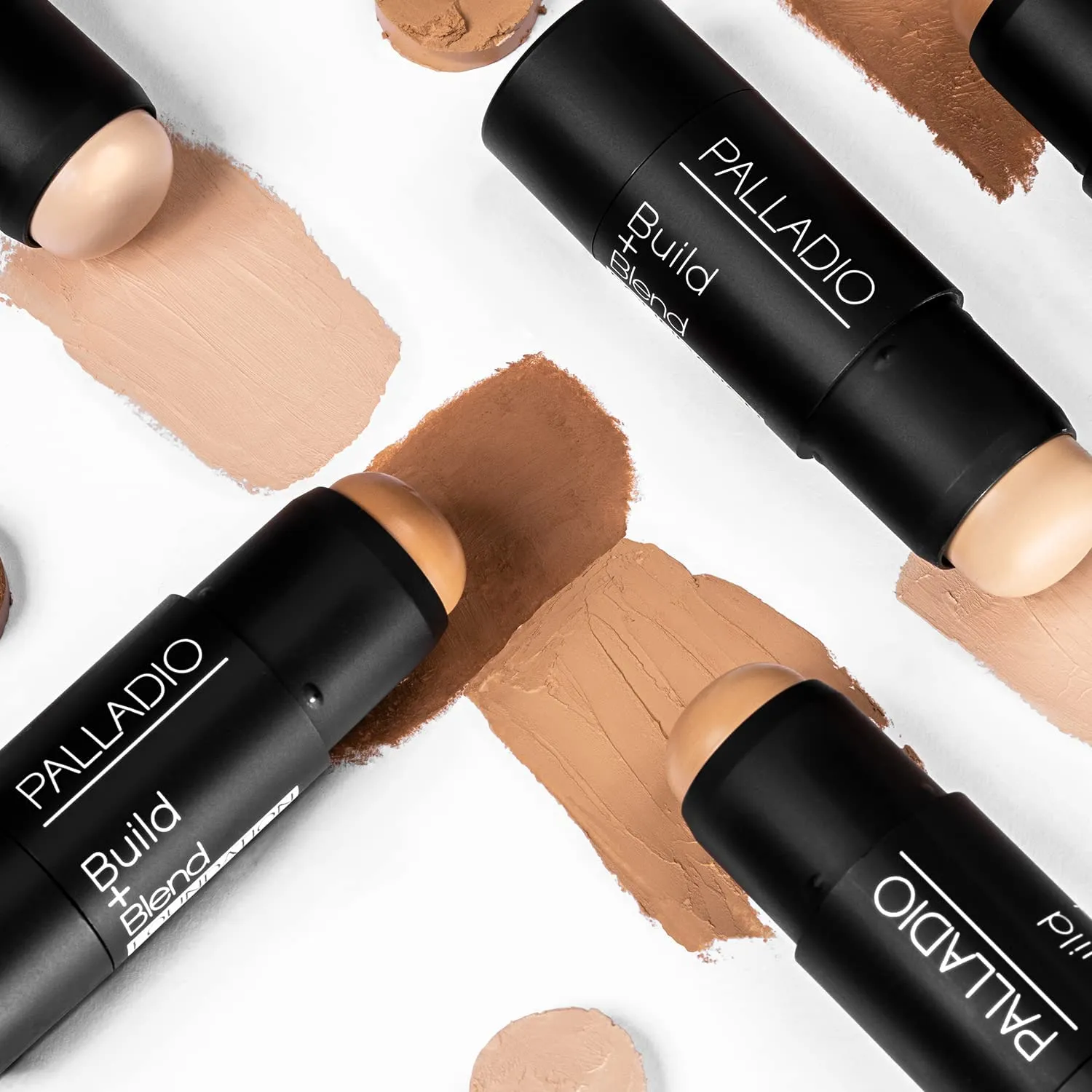 Palladio BUILD & BLEND Foundation Stick, Medium Coverage Buildable Contour Stick for Face, Ultra Blendable Creamy Formula for a Natural Shine Free Finish, Natural Beige