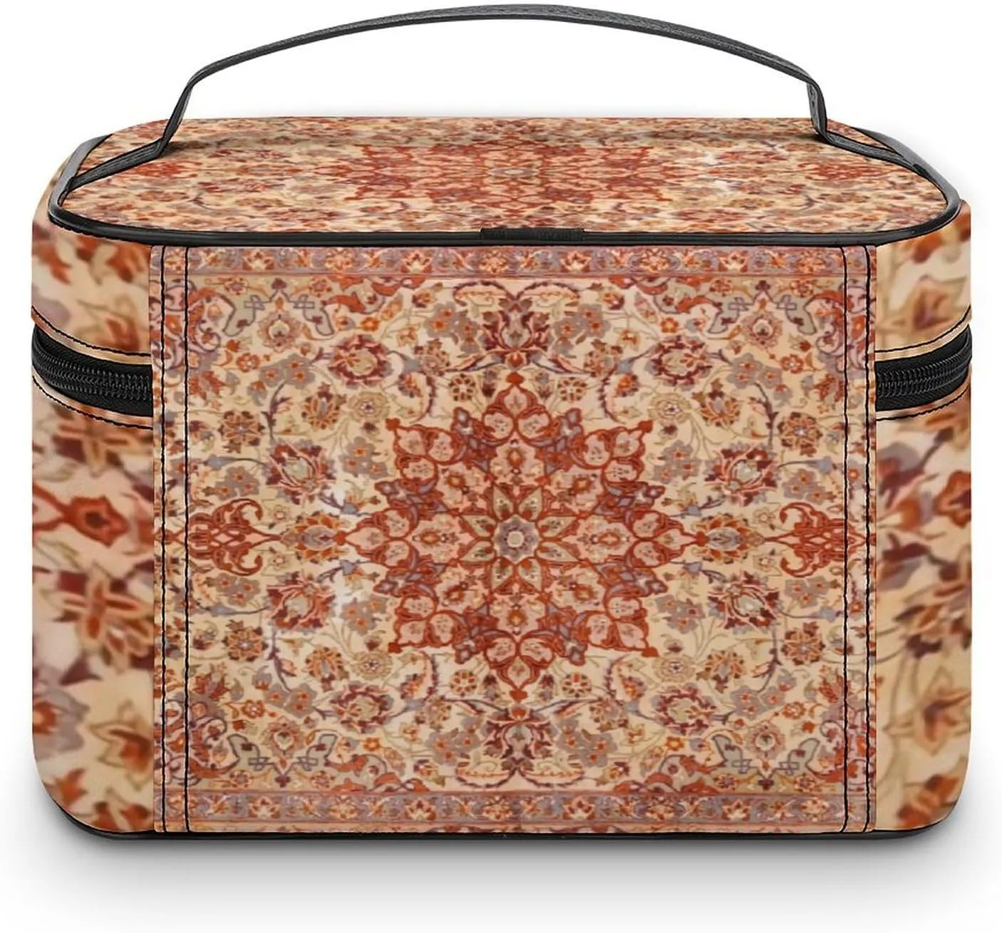 Persia Muted Cream Blush Tan Portable Large Capacity Portable Makeup Bag with Zipper